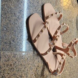 Studded Nude Sandals Qupid